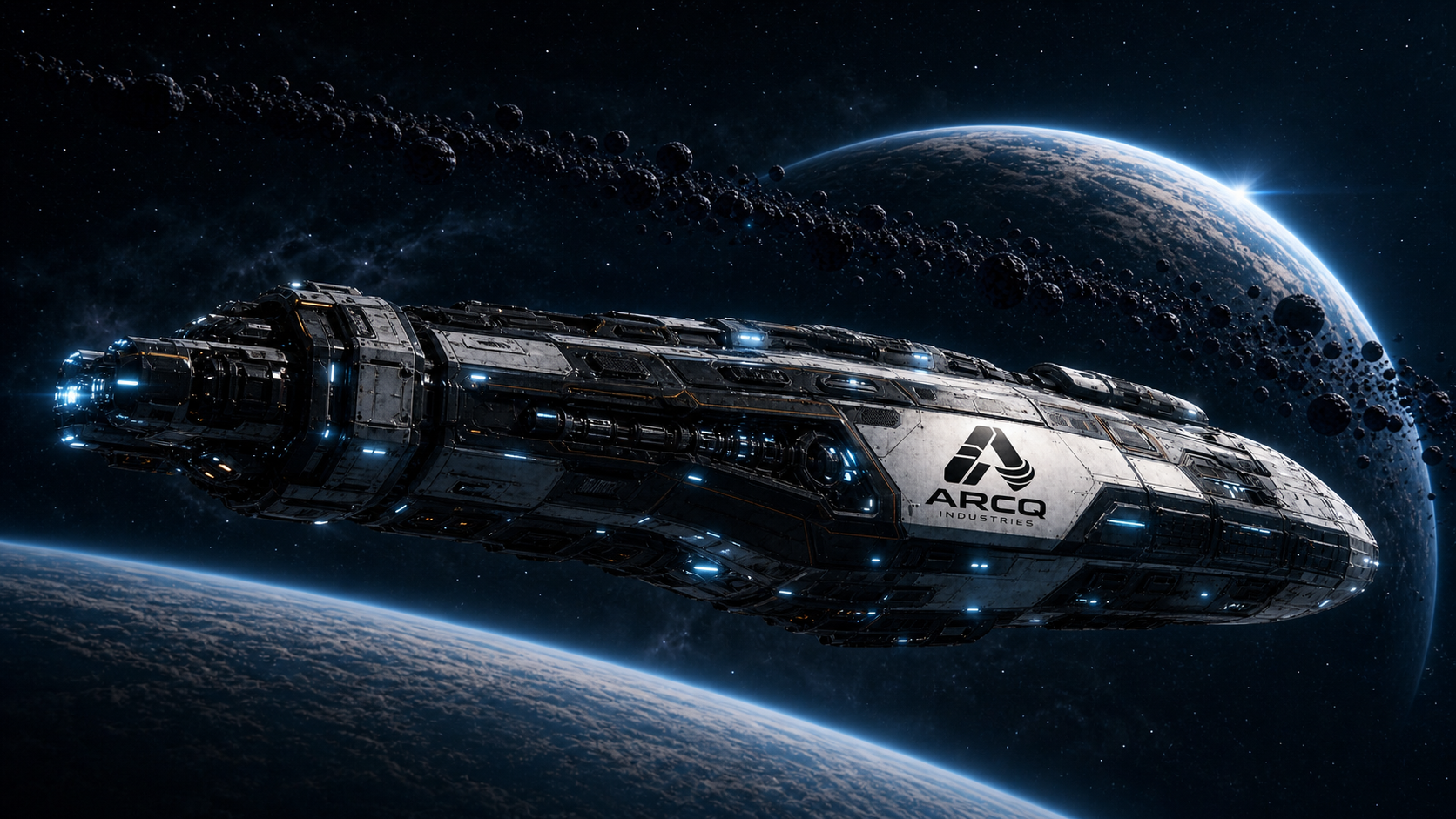 ARCQ Industries starship in orbit